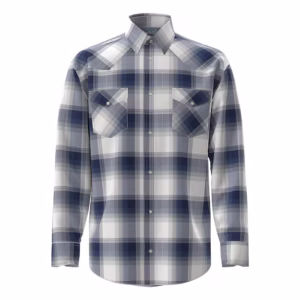 Wrangler Mens 20X Competition Advanced Comfort Snap Blue Plaid Western Shirt