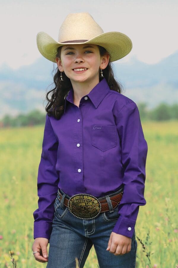 GIRLS L/S PURPLE SHIRT - CTW3120001