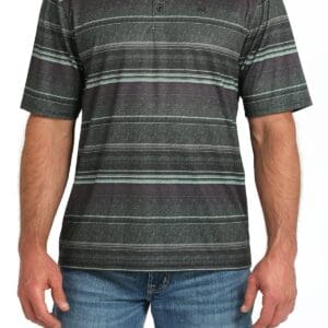 Cinch Mens Striped Arenaflex Polo
