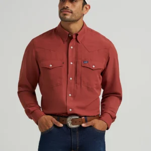 Men's Wrangler Performance Snap Long Sleeve Solid Shirt