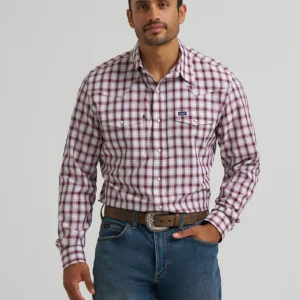 Men's Wrangler Performance Snap Long Sleeve Plaid Shirt