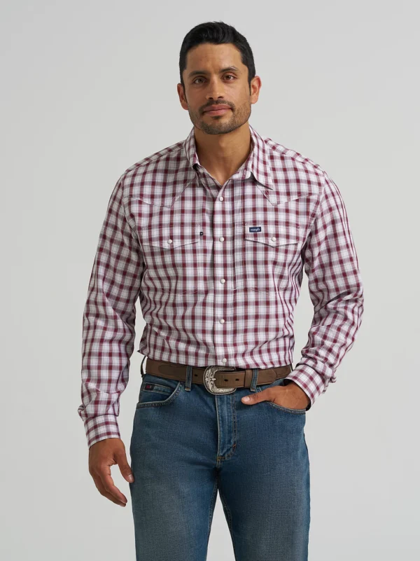Men's Wrangler Performance Snap Long Sleeve Plaid Shirt