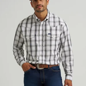 Men's Wrangler Performance Snap Long Sleeve Plaid Shirt