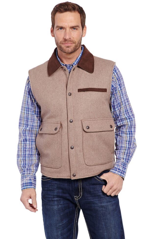 brown western mens vest