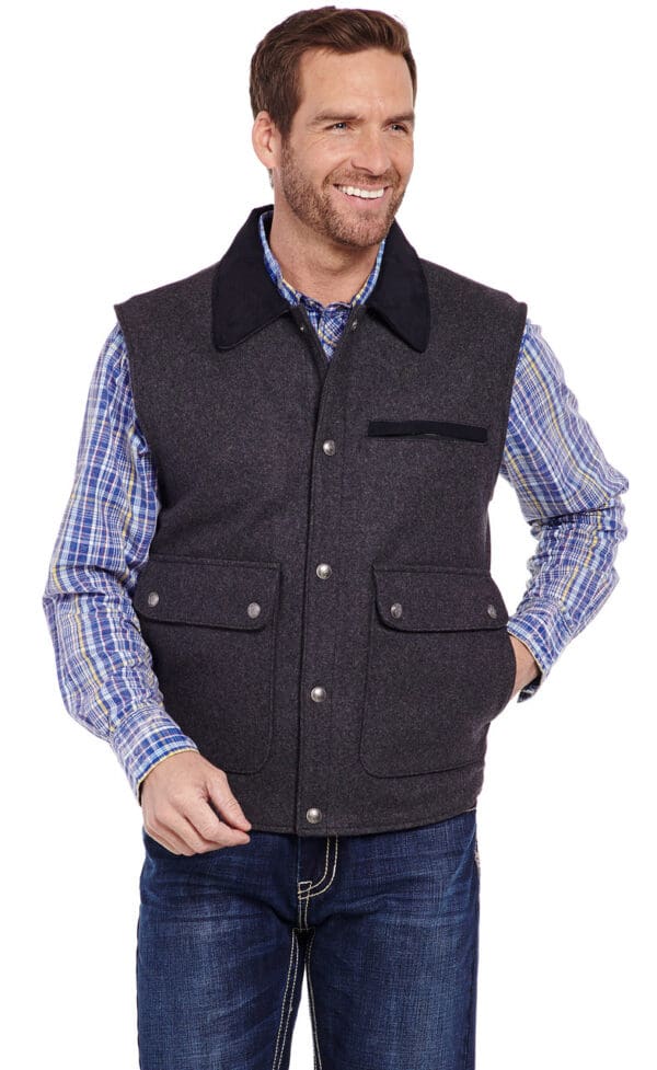 microsuede wool vest mens western