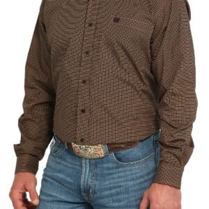 Men's Geometric Print Button-Down Western Shirt - MTW1105942