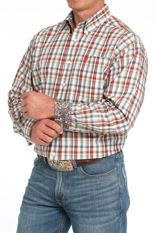 Men's Plaid Button-Down Western Shirt Multi - MTW1105946