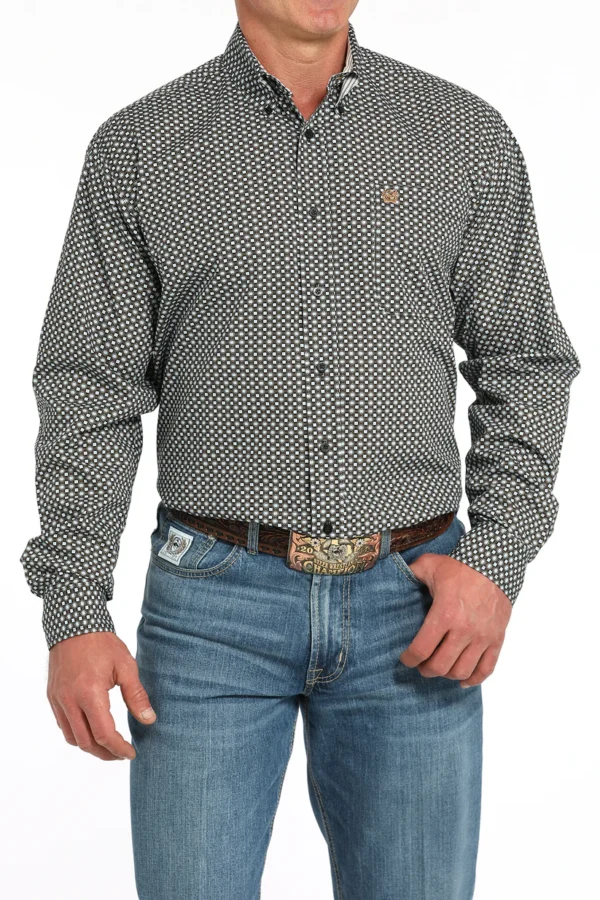 Cinch Men's Black Geo Classic Fit Button Long Sleeve Western Shirt