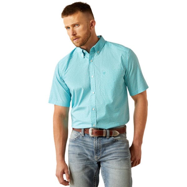 ARIAT WESTIN LIGHT BLUE PRINT - MENS SHIRT
