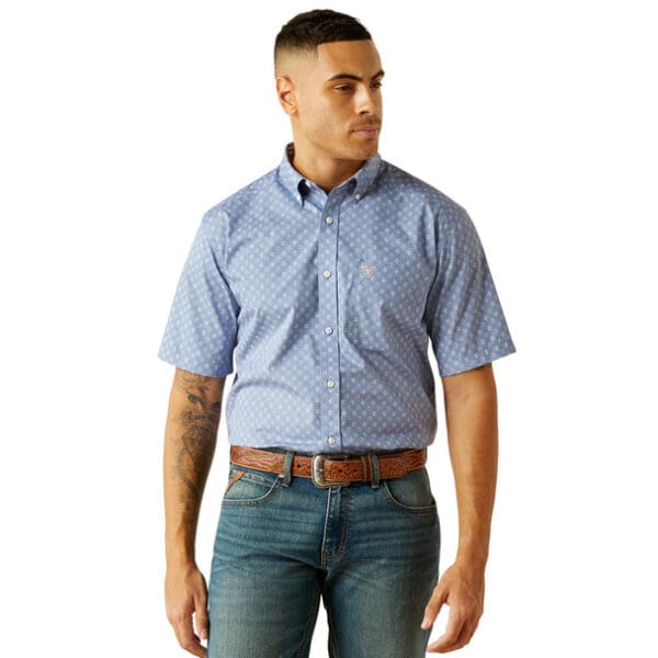 ARIAT WRINKLE FREE DIXON BLUE PRINT - MENS SHIRT