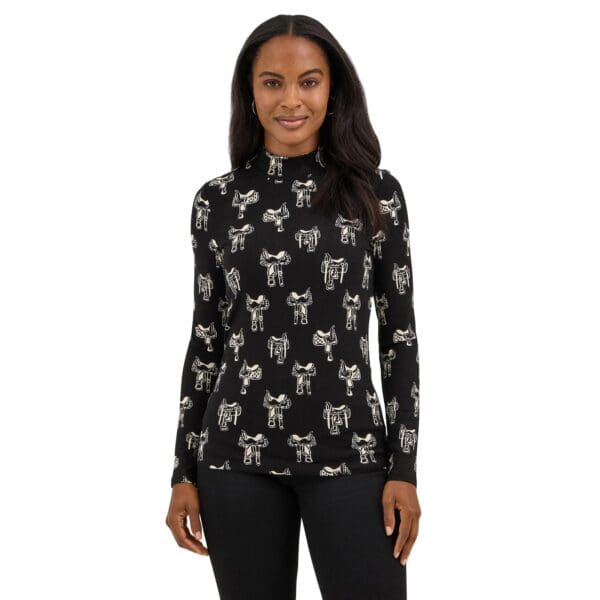 Punchy Mock Neck Knit - Black  112371630