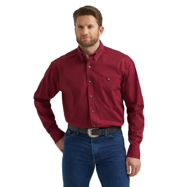 One Pocket Long Sleeve Shirt - Wine  112369627