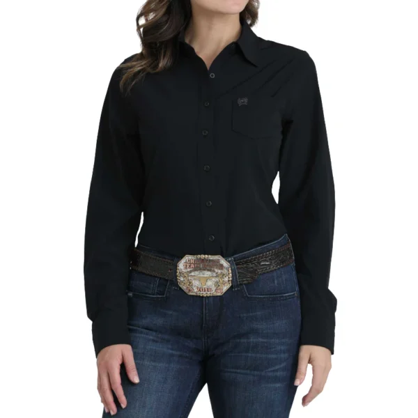 Cinch Ladies Black Button Down Long Sleeve Shirt