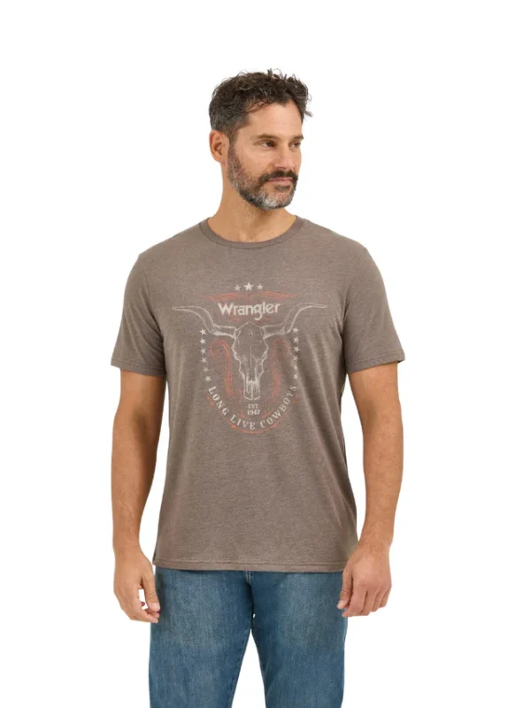 Heather Brown Longhorn Graphic T-Shirt  112368645