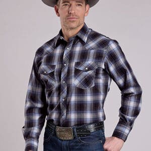 MENS L/S SHIRT SNAP WOVEN PLAID