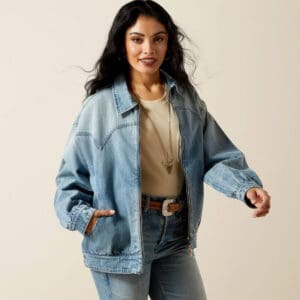 women's jean bomber jacket oversized