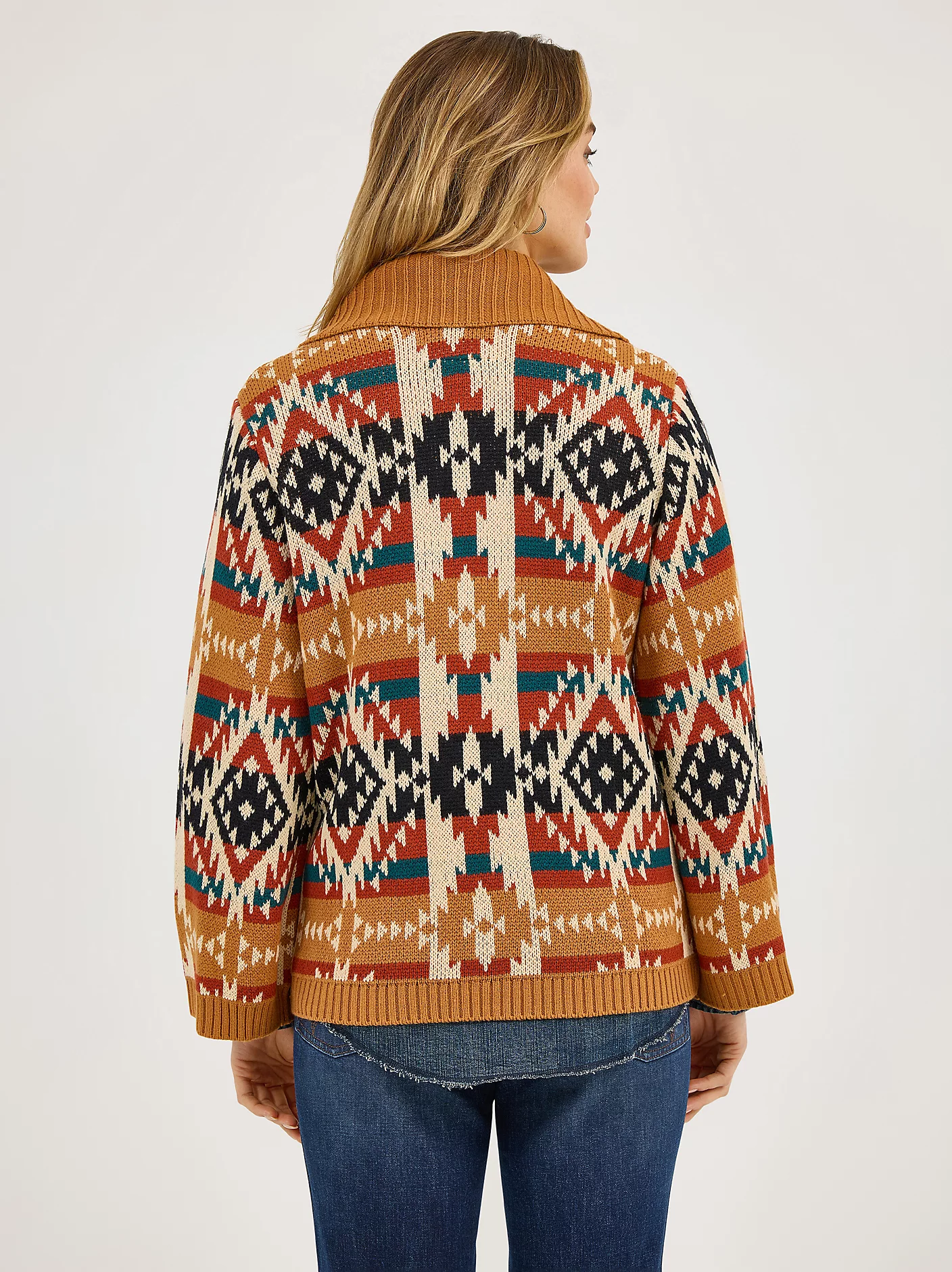 Women's Western Pattern Cardigan Sweater 112371635 - Image 2