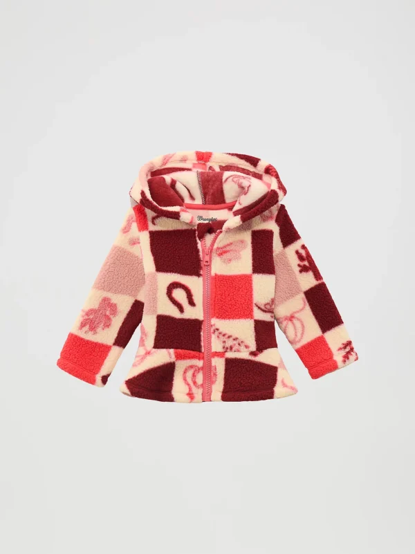 Little Girl's Ruffle Hem Sherpa Zip Jacket 112371939