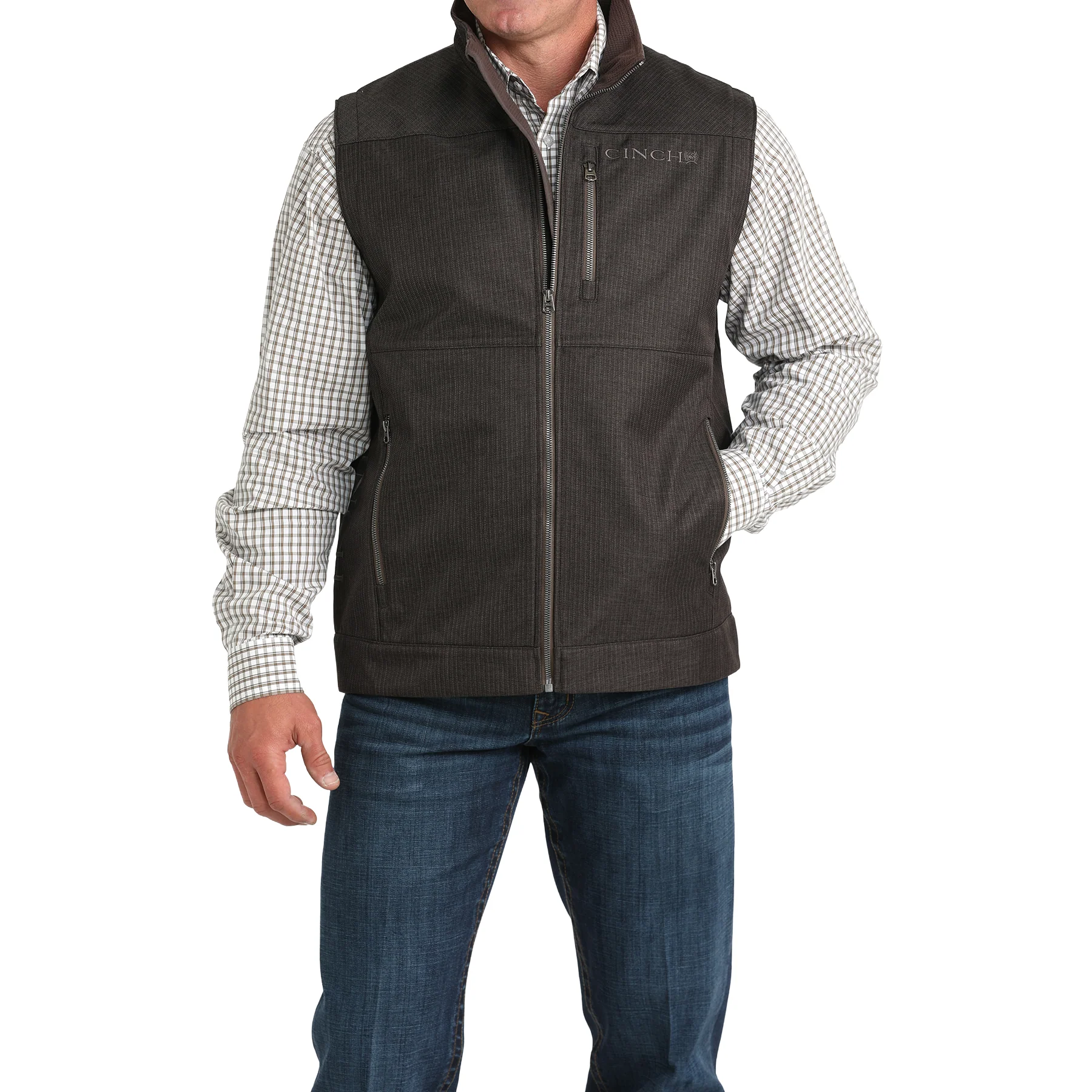 Brown Bonded  Zip Vest    MWV1515025