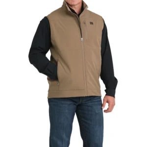 Khaki Brown Windproof Zip Vest   MWV1099011