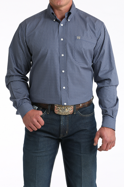CINCH ROYAL BLUE GEOMETRIC PRINT - MENS SHIRT