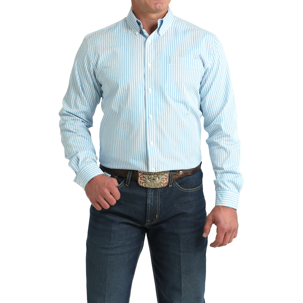 Cinch Men's White Stripe Modern Button Down Shirt