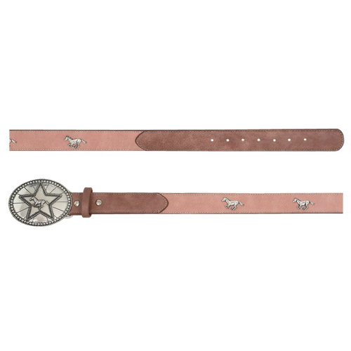 girls pink blet with buckle and horses