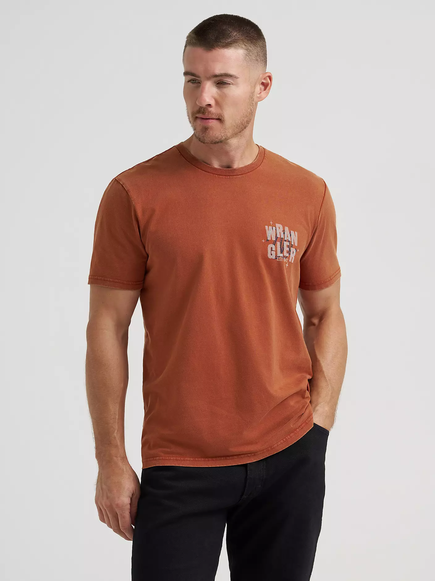 mens brown t shirt wrangler