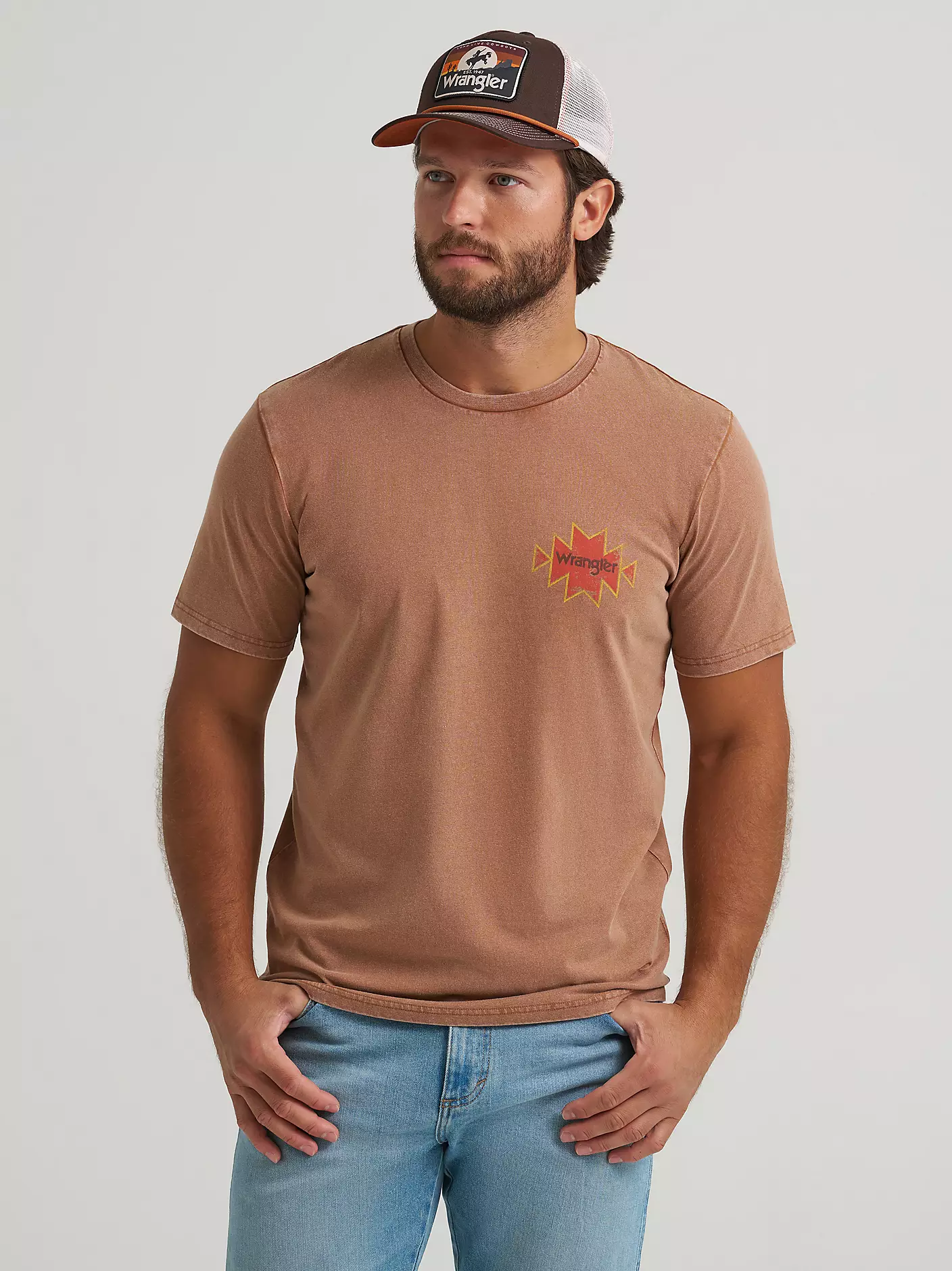 brown t shirt wrangler