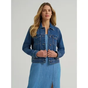 Womens Western Unlined Jacket Dark Denim -112373766