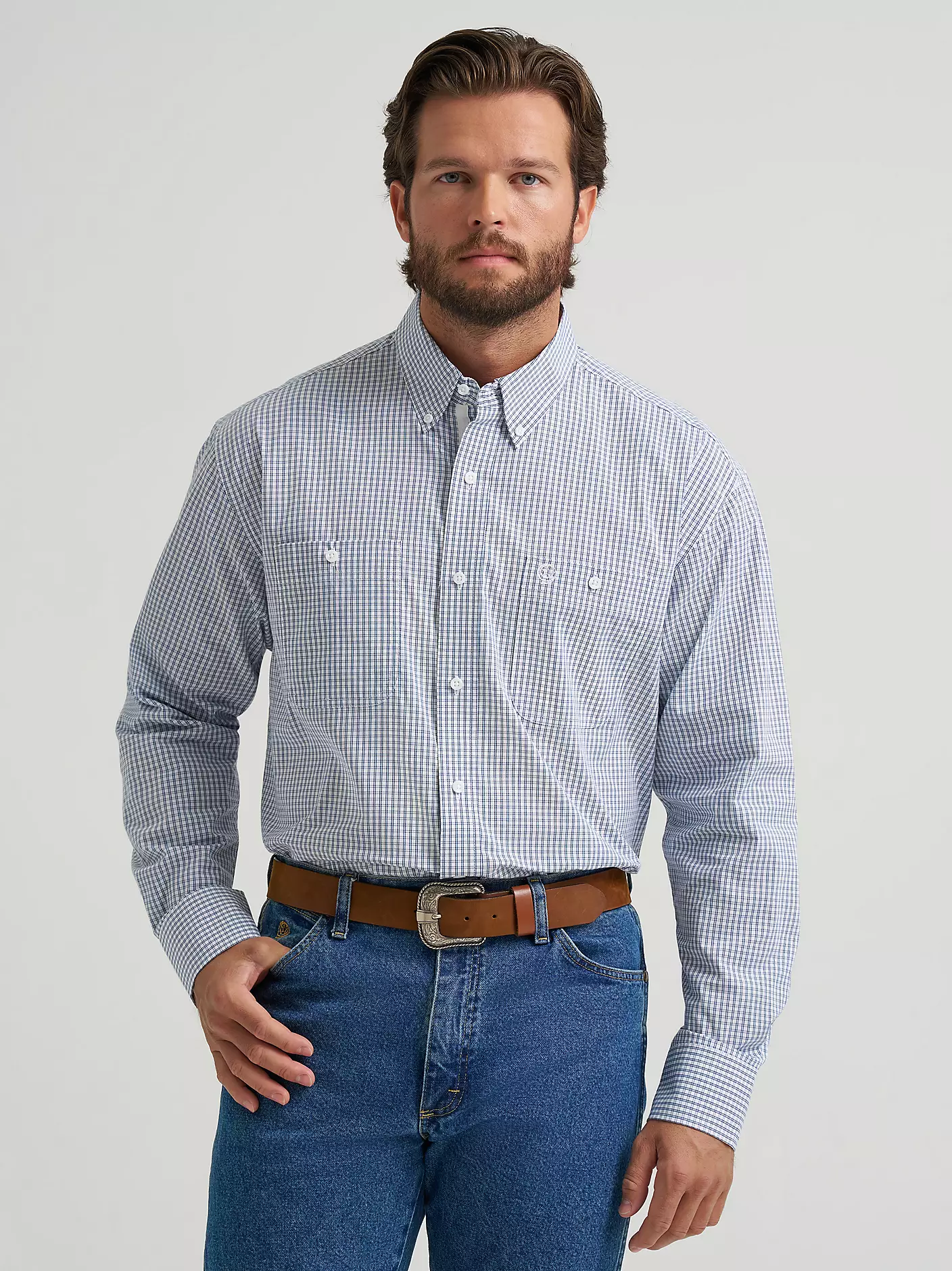 Wrangler® George Strait™ Long Sleeve Button Down Two Pocket Shirt