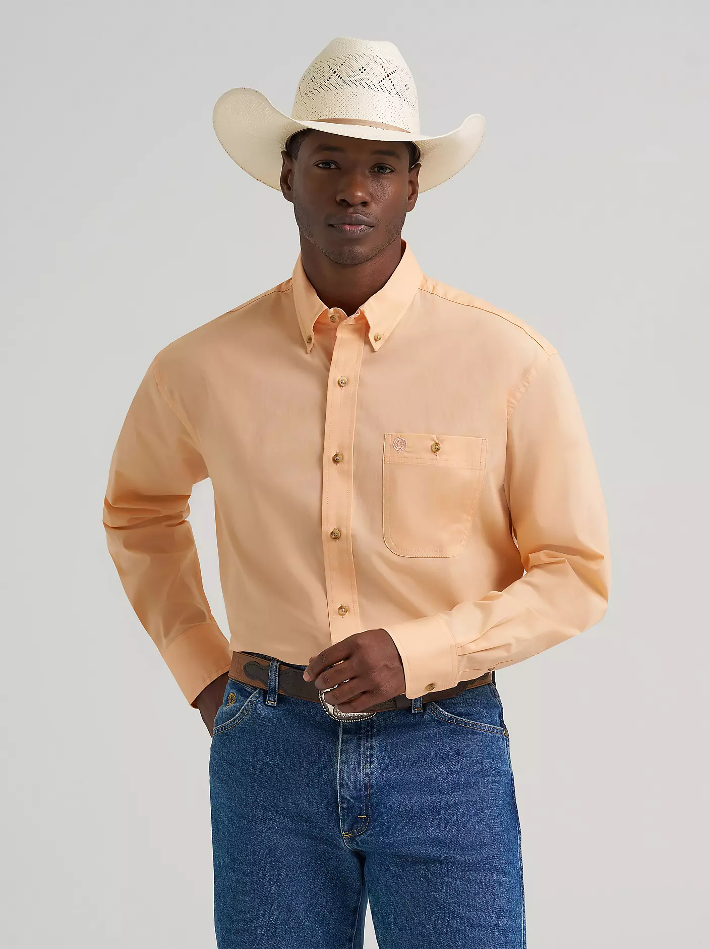 wrangler solid orange shirt
