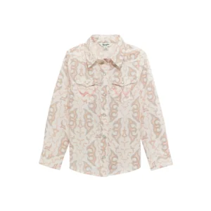 Youth Girl's White Western Printed Snap Shirt    112374705