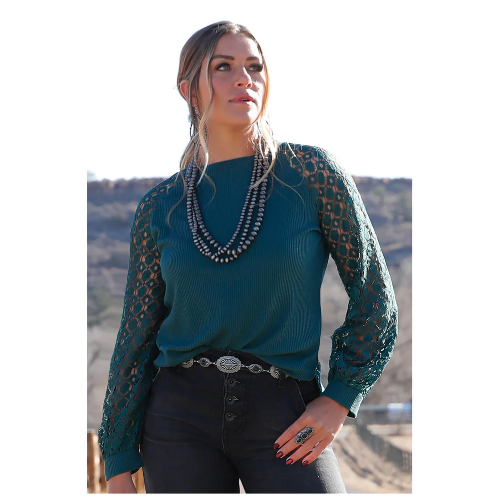 ladies top lace sleeves