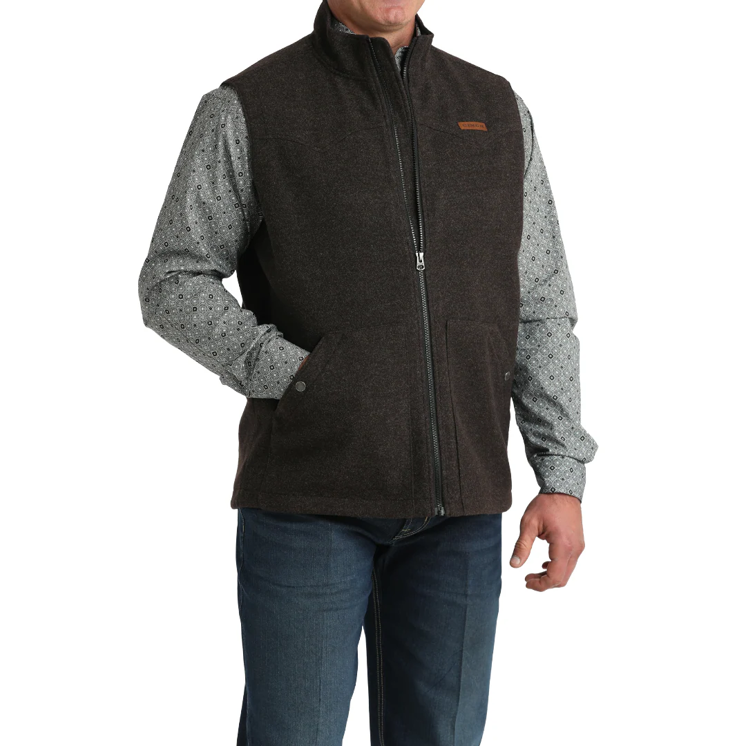 Cinch Men's Brown Western Full Zip Vest