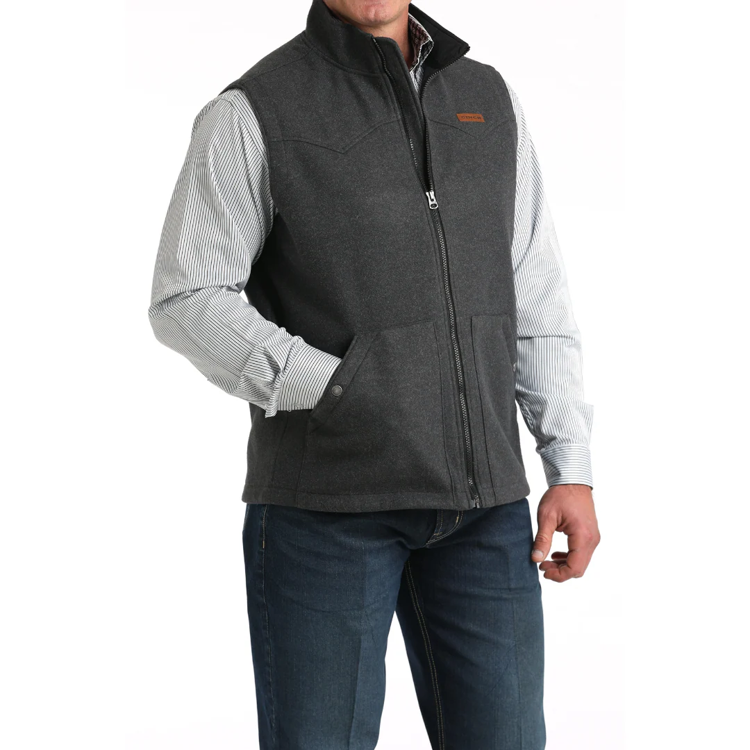 Cinch Men's Charcoal Grey Western Full Zip Vest