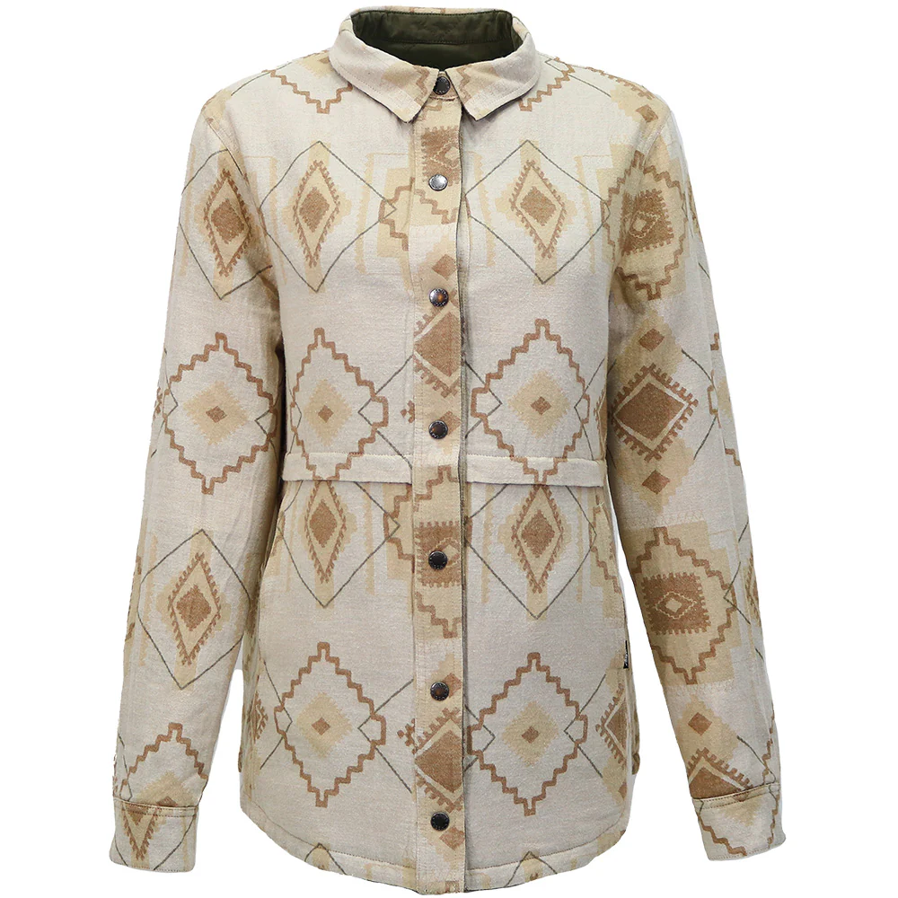 "Bandera" Reversible Barn Jacket Olive w/Cream & Tan Aztec - HJ160OLCR - Image 4