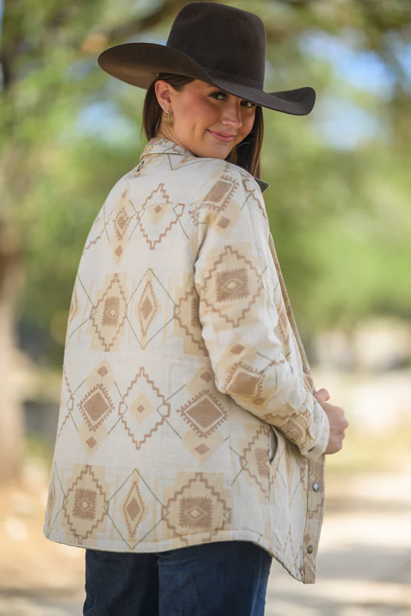 "Bandera" Reversible Barn Jacket Olive w/Cream & Tan Aztec - HJ160OLCR - Image 2