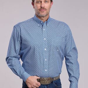 MENS L/S AMARILLO ALLOVER PRINT 1POCKET BUTTON 03-001-0326-2035