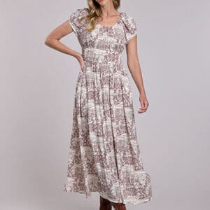 WOMENS DRESS DESERT TOILE PRINTED POLY CREPE,   , 11-057-0590-3004