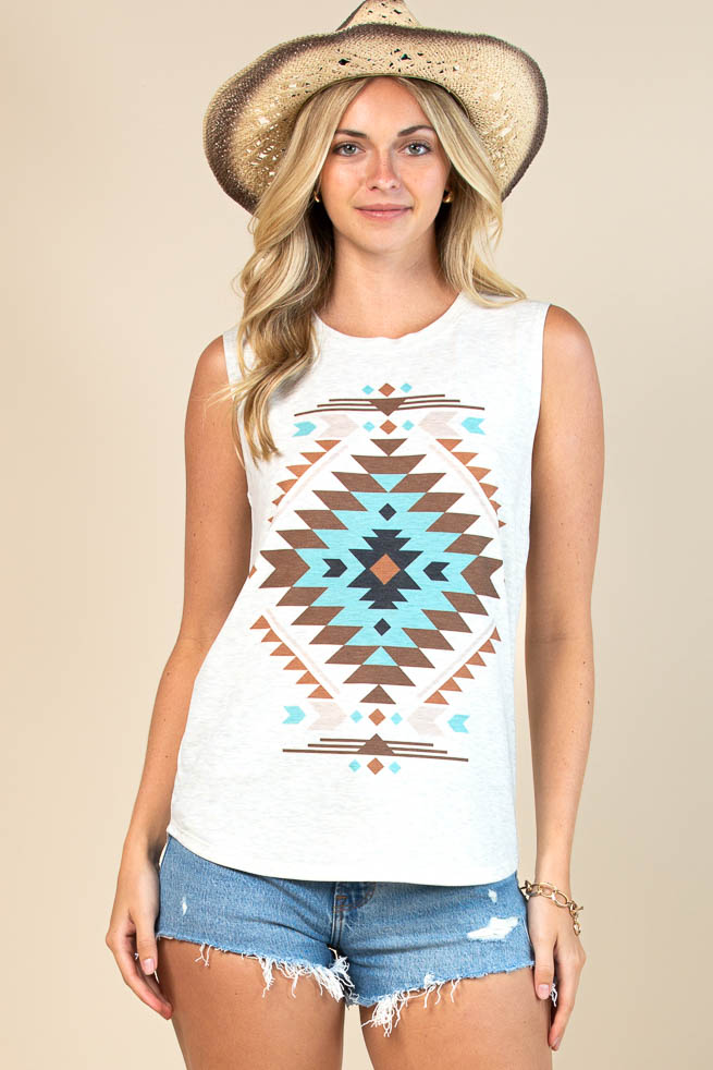 Aztec Graphic Sleeveless Top - AV079-BARB - Image 2