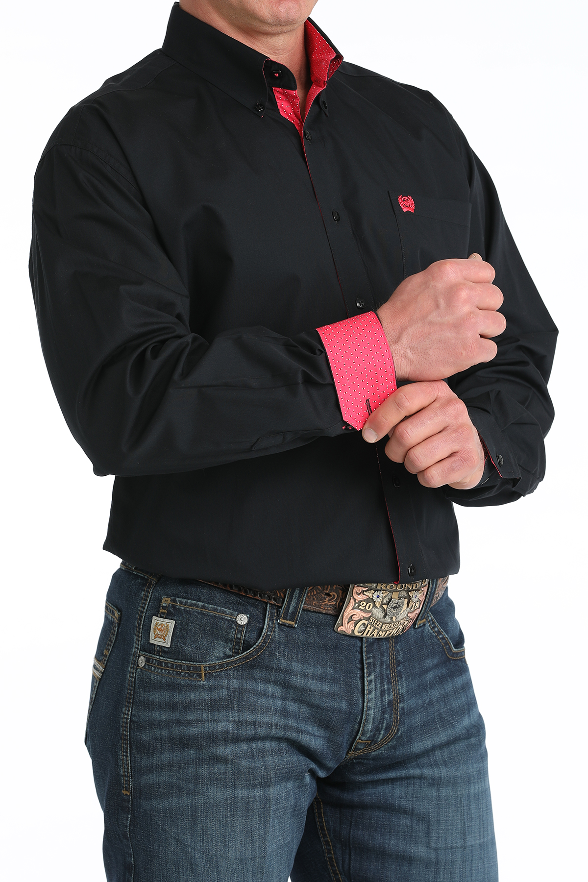 CINCH Men's Black Shirt with Pink Logo - MTW1106042 - Image 2