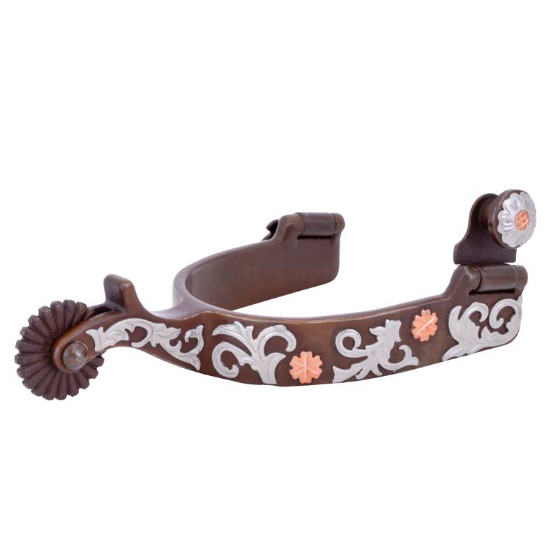 copper spurs with flowers