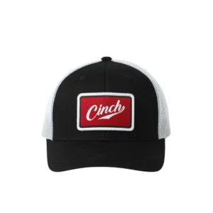 Cinch Men's Black With Red Logo Patch Trucker Cap     MCC0660653