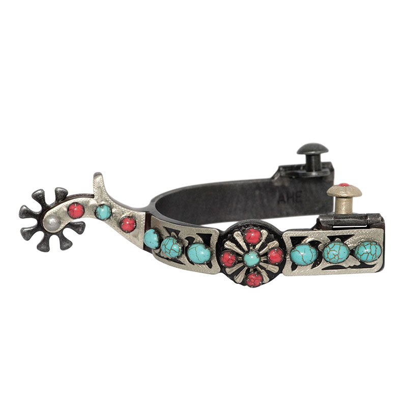 ladies turqoiuse and red stone spurs