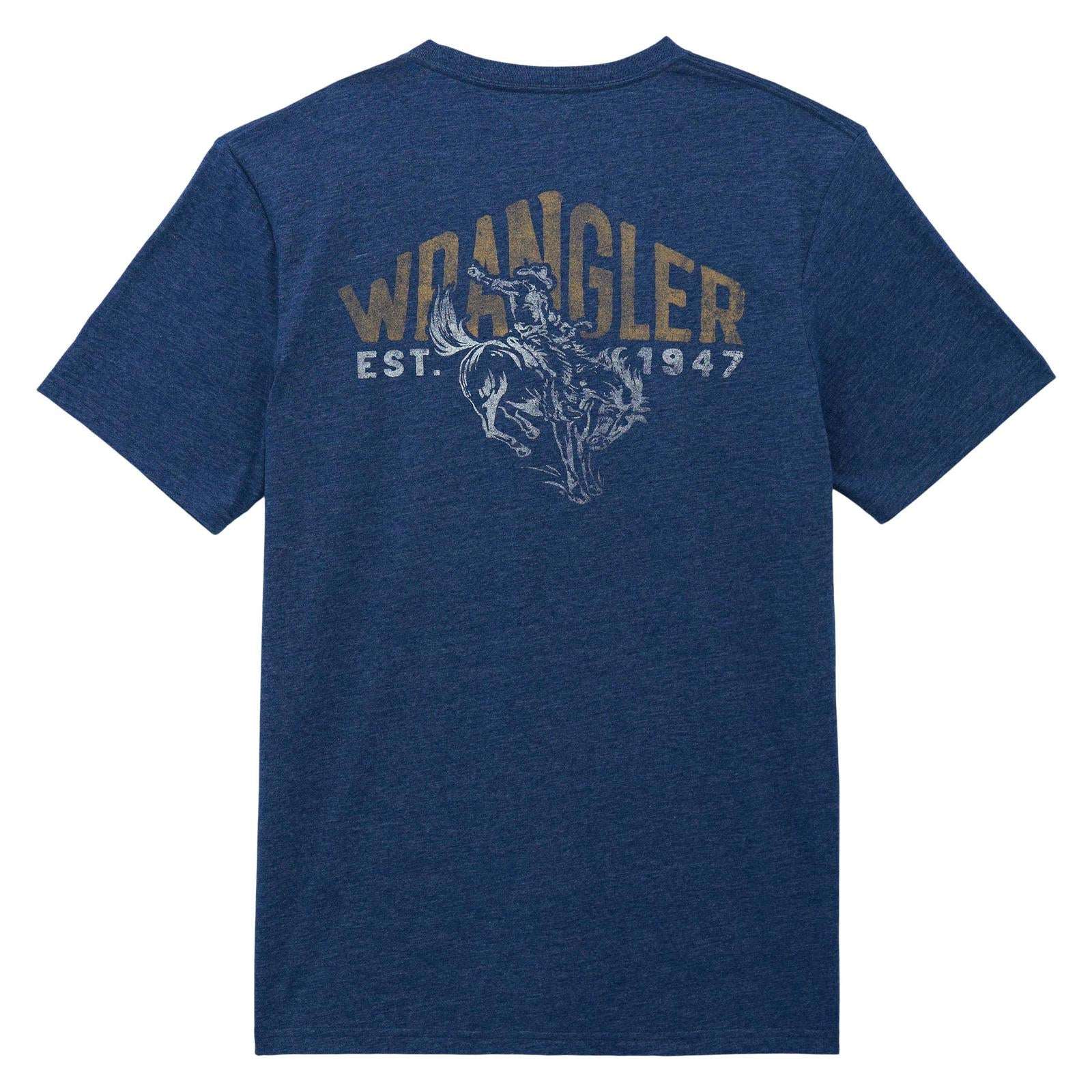 Wrangler® Graphic Short Sleeve Pocket T-Shirt Regular Fit Dark Sapphire Heather 112375808 - Image 2