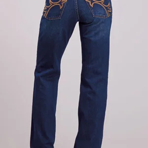 Tin Haul Women's Antler Heavy Embroidered Back Pocket Jeans    10-054-0455-0300