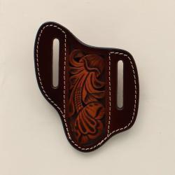 Leather Pancake Style Floral Tooled Brown Knife Sheath    D8400102