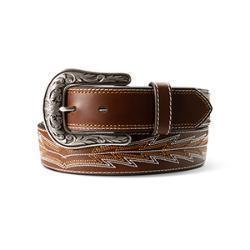 ladies western brown stitched belt