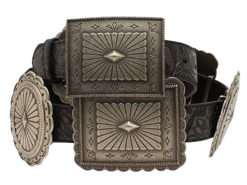 ladies black and silver concho belt